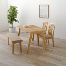 ナチュラルな色味と洗練されたフォルム ダイニング4点セット (ベージュ)