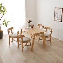 空間に映える個性派フォルム ダイニング5点セット (ベージュ)