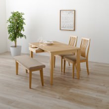 ナチュラルな色味と洗練されたフォルム ダイニング4点セット (ベージュ)