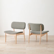 くつろぎの質感とデザイン 天然木ダイニングチェア 2脚セット(ライトグレー)