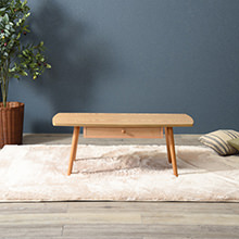 木目の美しさが主張するタモ材のナチュラル天板 テーブル (ナチュラル)