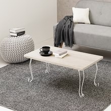 渋みのある木目調 古木風デザイン 折れ脚テーブル(角型/ホワイトウォッシュ)