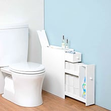 狭いトイレでも置ける薄さとホワイトの清潔感 スリムトイレラック (ホワイト)