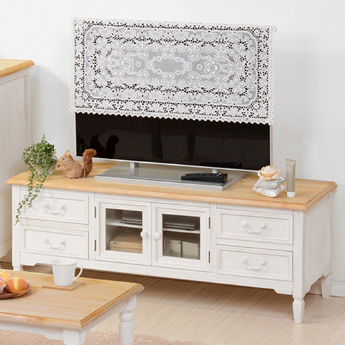 TV台 MTV-7322WH テレビ台 TVボード テレビボード コンパクト お洒落 木製 アンティーク ダブルデッキ収納 コード穴 ローボード 収納 新着商品テレビ台 ブロカントシリーズ ホワイト MTV-7322WH テレビ台