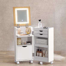 【美品】ドレッサー　ホワイト 機能的で可愛いフェミニンスタイル デスクドレッサー ホワイトの詳細