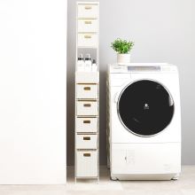 隙間にフィットするラタン調 ランドリーチェスト 幅20cm (ホワイト)