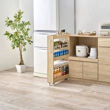 便利な両面オープンタイプ 隙間収納ワゴン 幅12×高さ85cm (ナチュラル)
