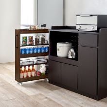 便利な両面オープンタイプ 隙間収納ワゴン 幅16×高さ85cm (ブラウン)