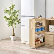便利な両面オープンタイプ 隙間収納ワゴン 幅20×高さ85cm (ナチュラル)