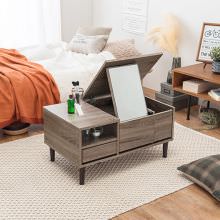 オシャレなテーブルなのにたっぷり収納可能な コスメテーブル (チャコールグレー)