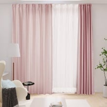 [幅100cm×4枚]やさしい光が柔らかい印象 ミラーカーテンセット ピンク