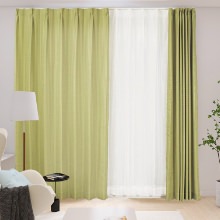 [幅100cm×4枚]鮮やかな明るい印象 ミラーカーテンセット イエローグリーン
