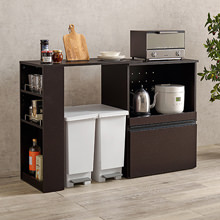キッチンカウンター ダークブラウン コンパクトに大収納 伸縮キッチンカウンター (ダークブラウン)の詳細