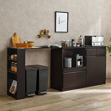 キッチンカウンター ダークブラウン このまま発送 コンパクトに大収納 伸縮キッチンカウンター (ダークブラウン)の詳細