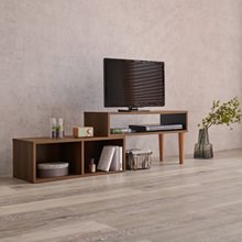 オープンタイプ 伸縮式テレビ台 (ナチュラル/ホワイト) 棚 幅75cm