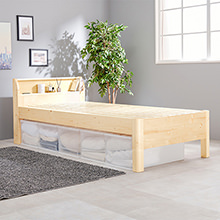 味のあるアンティーク調 天然木ホワイトパイン材すのこベッド(シングル