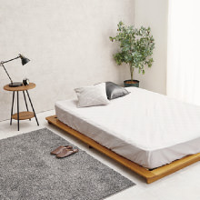 上品な眠りを演出 マットレス付ダブルベッド ボンネルコイル (ブラウン)