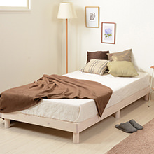 折り畳み可能で高さ調節もできるヘッドレスベッド ベッド (ホワイトウォッシュ)