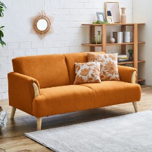 華やかなお部屋へ変える カジュアルデザインソファ 3人掛け オレンジ