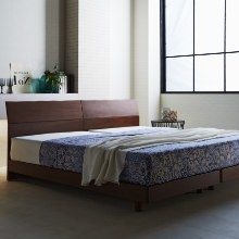 寝室をオシャレに魅せる フラットヘッドボードデザインベッド (セミダブル)