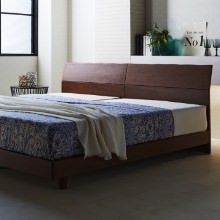 寝室をオシャレに魅せる フラットヘッドボードデザインベッド (ダブル)