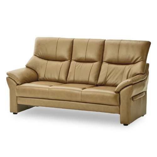 送料込み　高級本革　ベージュ ソファ 関家具 【レザーテックス】 3人掛けソファ ヘンリー (クラフトベージュ