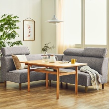 優雅な ヘッドレスト可動式ソファ コーナータイプ 2点セット クラウドグレー
