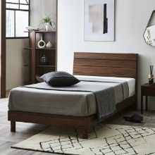 シンプルなのに高級感のある 2口コンセント付きデザインベッド (セミダブル)