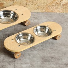 インテリア性を備えた スケボー風デザイン ペット用食器 (小) ナチュラル