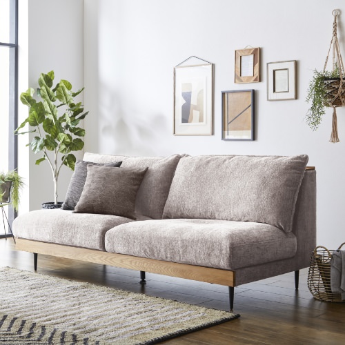 優しく包み込んでくれる フェザー入り宮付きソファ 3人掛け アイボリー