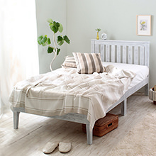 アンティーク加工すのこベッド◆シングルサイズ ホワイト天然木製パイン材 味のあるアンティーク調 天然木ホワイトパイン材すのこベッド(シングル