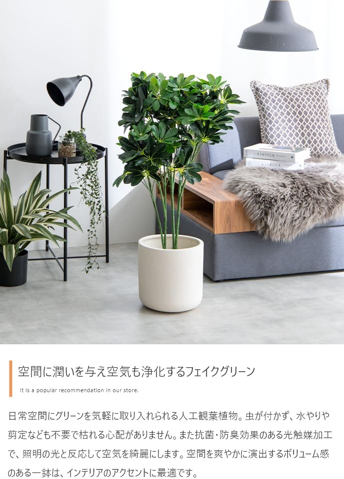 光触媒 人工観葉植物 フェイクグリーン ウッドボックスk高さ50