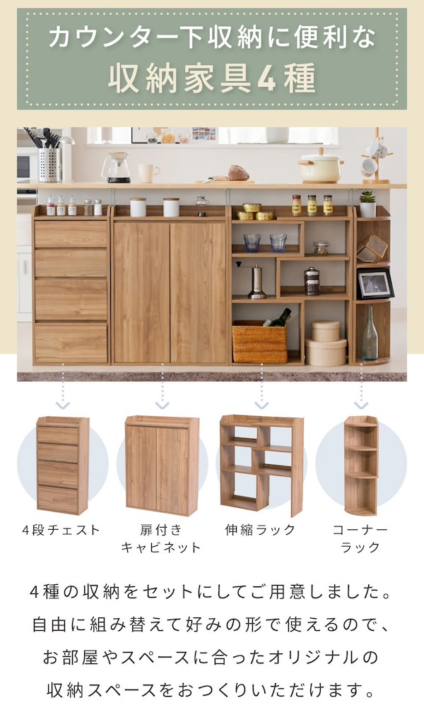 開店記念セール！！ キッチンカウンター下収納　扉付き収納 ありそうでなかった便利アイテム キッチンカウンター下収納 扉