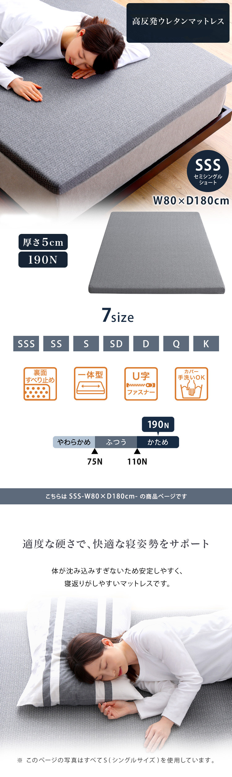 眠りの質を格上げする 高反発ウレタンマットレス (セミシングル