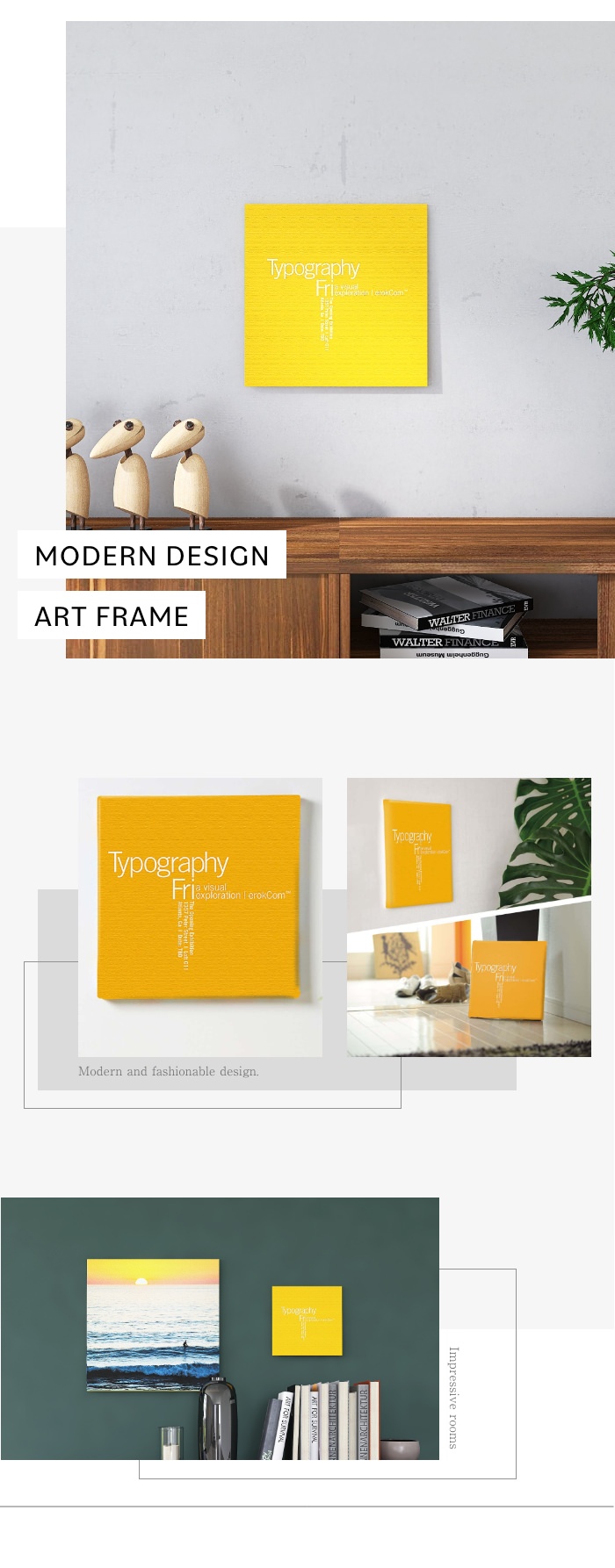 30×30]ビタミンカラーで空間を明るく タイポグラフの黄色アートパネル