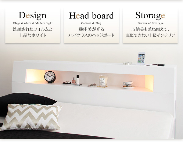 モダンライト・コンセント収納付きベッド Modellus モデラス – precocirico