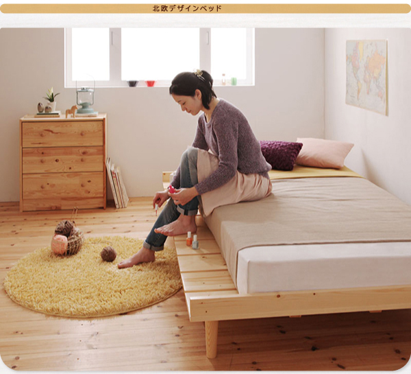 素材の香りと寝心地を追求 北欧デザイン天然木すのこベッド (シングル