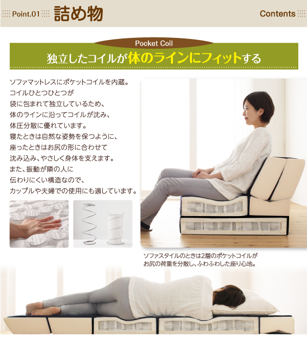 セミダブル 120cm ソファマットレス SOMAT ソマト ポケットコイル