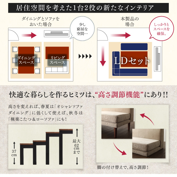 年中快適な暮らし こたつもソファも高さ調節リビングダイニング 年中快適な暮らし こたつもソファも高さ調節リビングダイニング