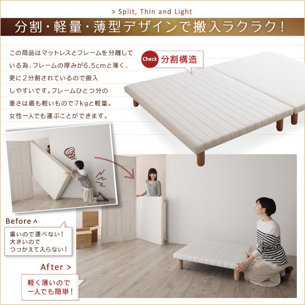 すのこ構造脚付きマットレスハイクラスファミリーボトムベッド (連結
