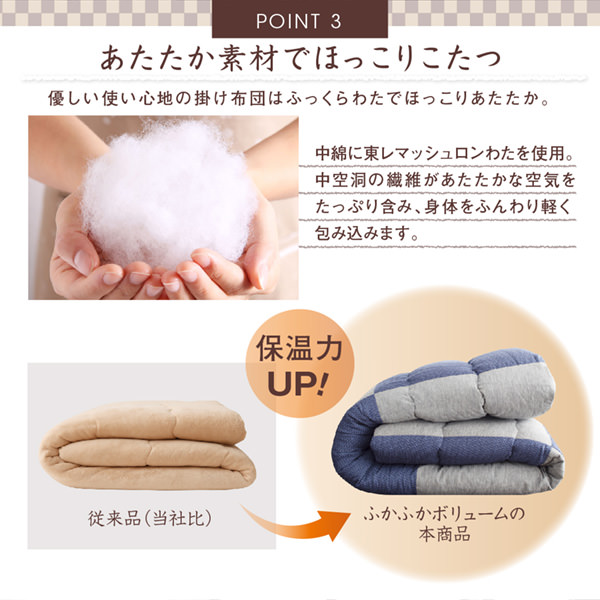 味わい深い コットン100%和モダンパッチワークの国産こたつ布団