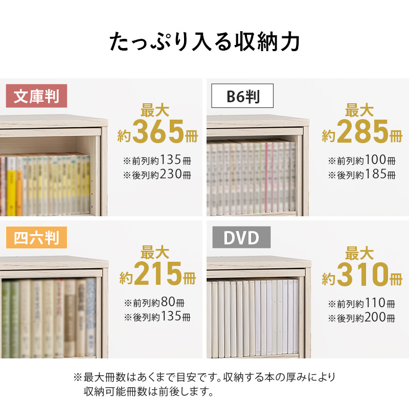 大容量収納 スライド棚付きコミックラック 幅120cm (ウォッシュ