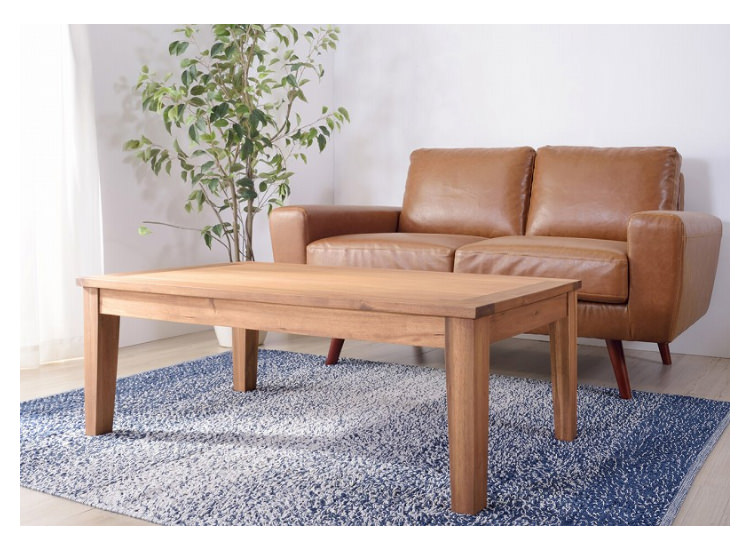 額縁のようなデザインが魅力 天然木アカシア材センターテーブルの詳細