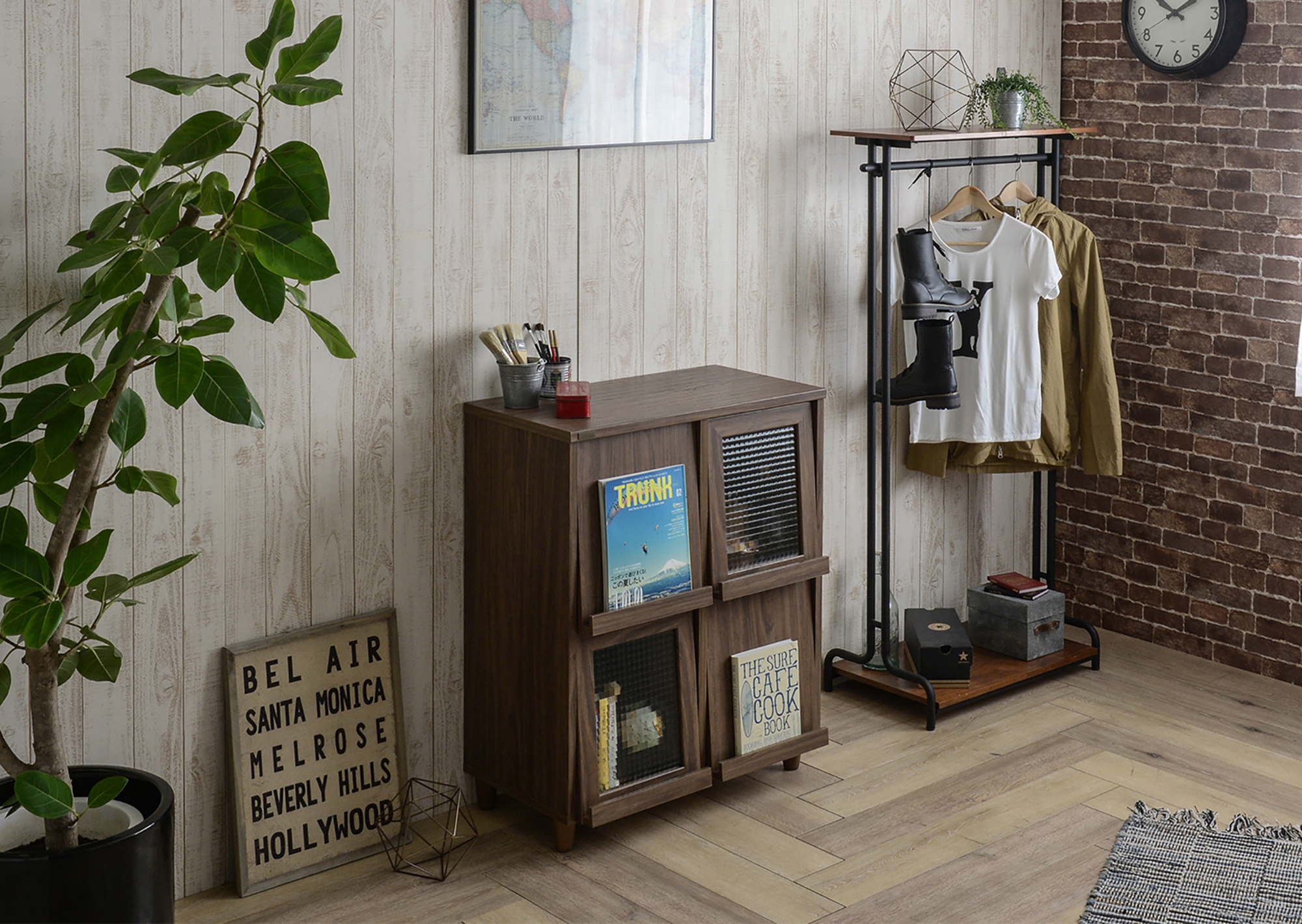 NMU ITA　収納家具　ブラウン　キャビネット　幅87 NMU ITA 収納家具 ブラウン キャビネット 幅87 NMU ITA 収納家具