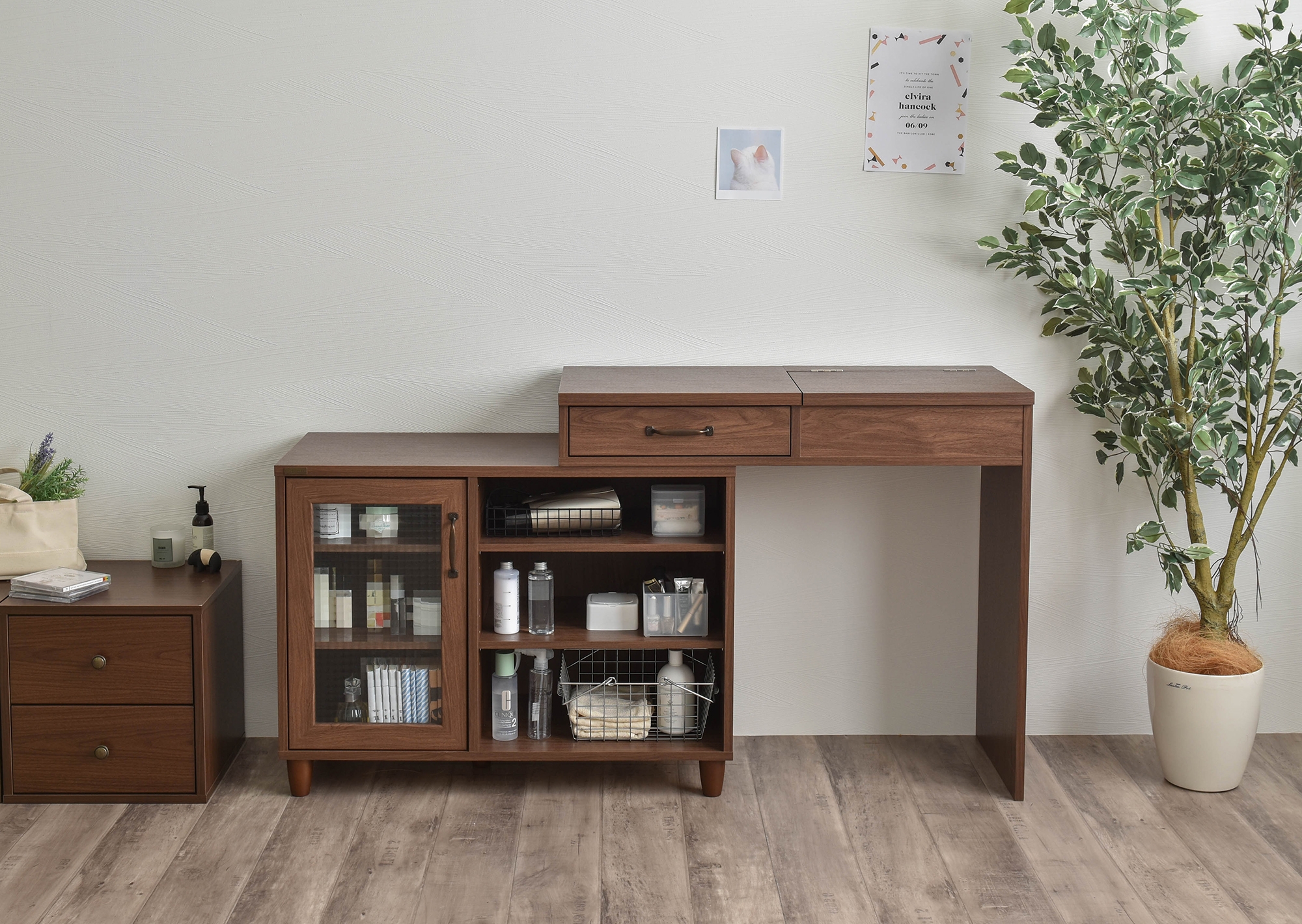 オークナチュラル】自由に配置！たっぷり収納のお洒落ドレッサー