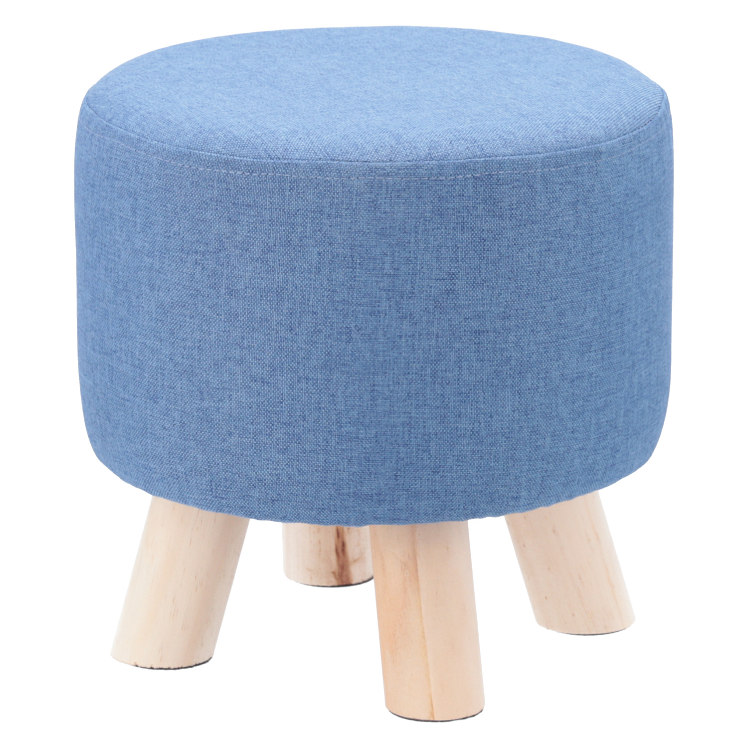 可愛らしいコロンと丸い ミニファブリックスツール ラウンドブルーの
