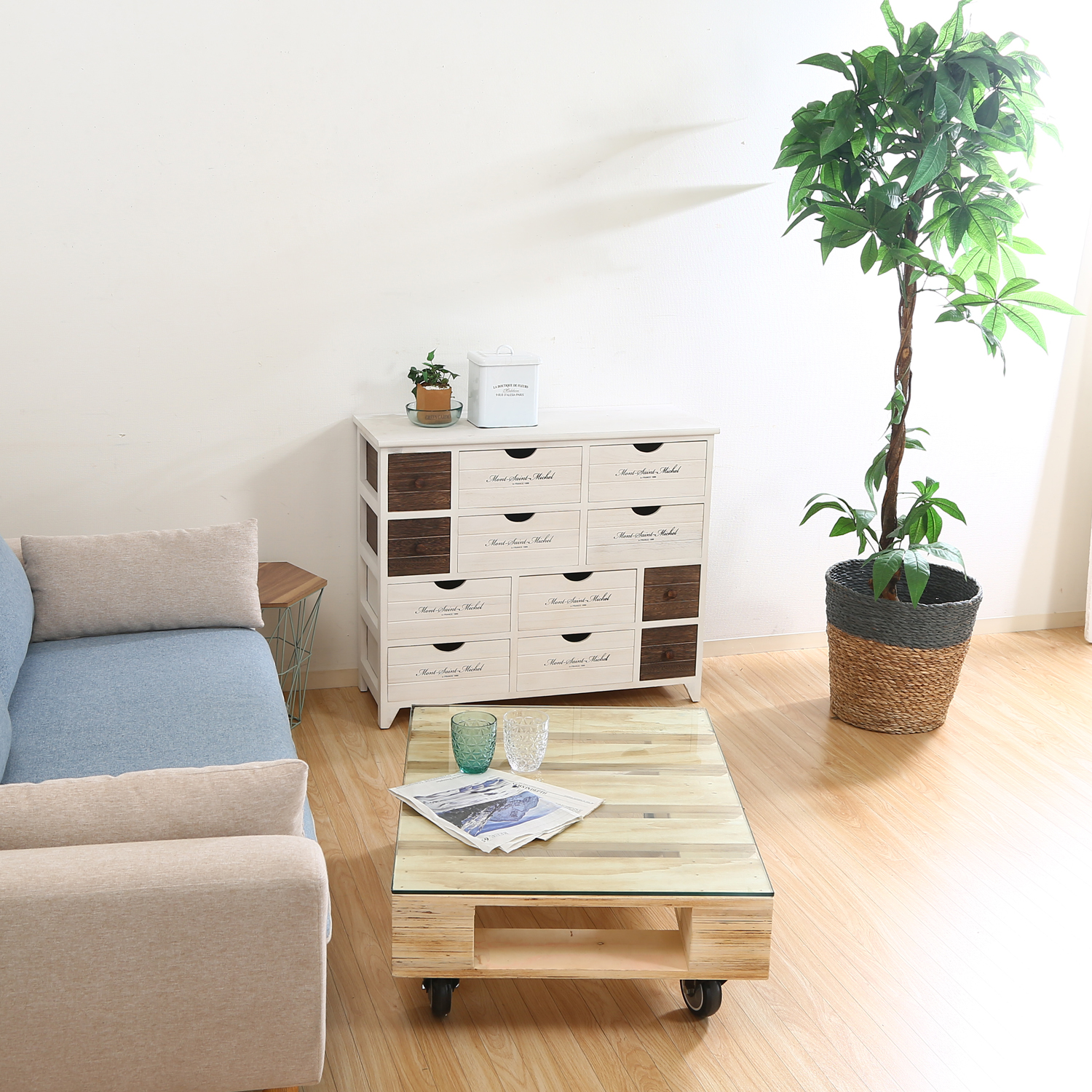 カントリーテイスト マルチチェスト 4段12杯