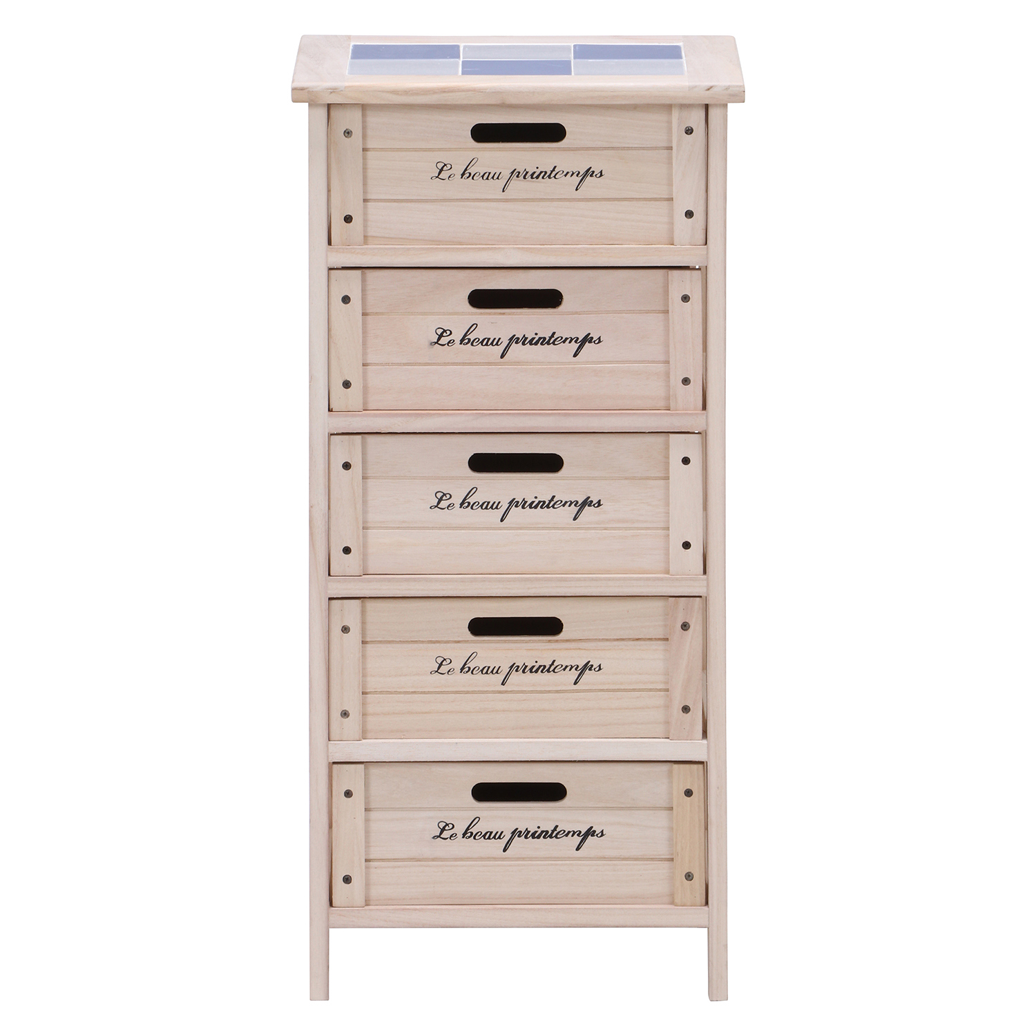 オシャレなタイル天板付きで熱々の鍋が置ける 木製5段ボックスの詳細 カヴァース