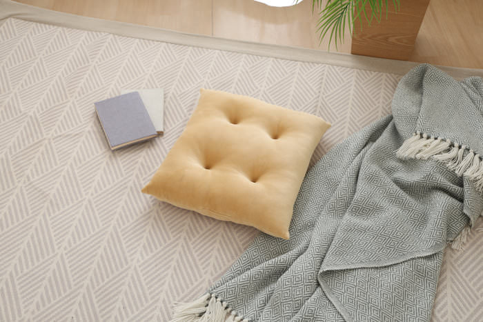 [2個セット] もちもちシートクッション 42×40cm イエロー