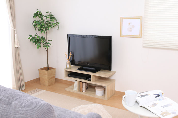 S字型テレビ台 幅80cm (オーク)